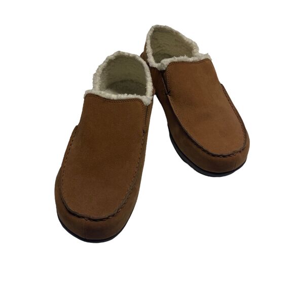 Powerstep Slippers House Shoes Men's Size US 10 Brown ArchWear Faux Fur Liner - Picture 1 of 11